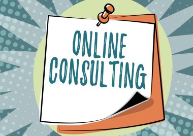 Çevrimiçi Danışmanlık işaretini gösteren bir ilham. İş konsepti, İnternet Renkli İleti Sunum Fikirleri, Yapışkan Notlar Mesaj Hatırlatma yoluyla bir kişiden bilgi veya tavsiye alır