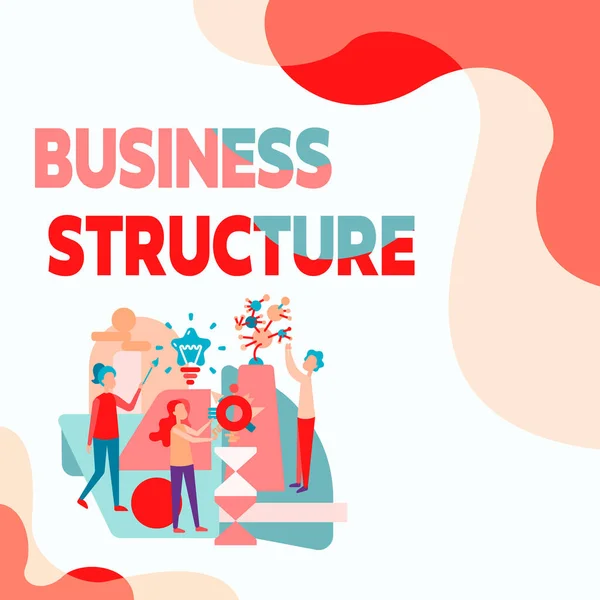 Teken het tonen van Business Structure. Bedrijfsconcept Organisatie raamwerk dat wettelijk erkend is Drie Collages Illustratie Praktijk Handwerk Samen. — Stockfoto