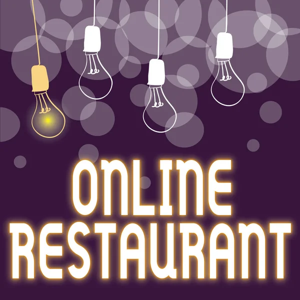 Handwriting text Online Restaurant. Business overview internet that connects the restaurant or the food company Abstract Displaying Different Ideas, Lights Presenting Intellect Concept — Stock Photo, Image