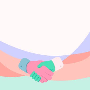 El sıkışma pozisyonu anlaşma ve selamlaşmayı gösteriyor. Palm Design Tokalaşma Görünümü Uygun Karşılama Yöneticisi.