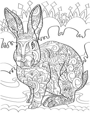 Küçük Tavşan 'ı uyarın. Uzun çim arka planıyla ileriye bakıyor. Minik Tavşan Çimenlerde Otururken Yüzü Öndeki Renkli Kitap Sayfası.