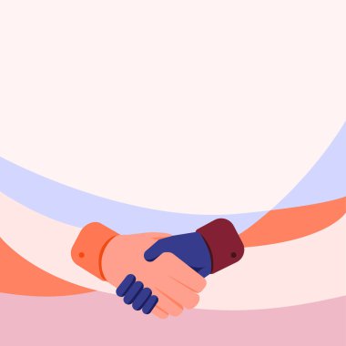 El sıkışma pozisyonu anlaşma ve selamlaşmayı gösteriyor. Palm Design Tokalaşma Görünümü Uygun Karşılama Yöneticisi.