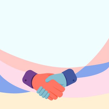 El sıkışma pozisyonu anlaşma ve selamlaşmayı gösteriyor. Palm Design Tokalaşma Görünümü Uygun Karşılama Yöneticisi.