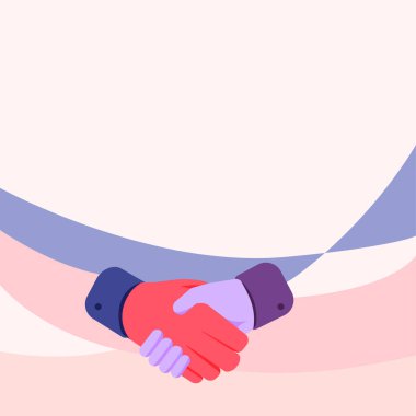 El sıkışma pozisyonu anlaşma ve selamlaşmayı gösteriyor. Palm Design Tokalaşma Görünümü Uygun Karşılama Yöneticisi.