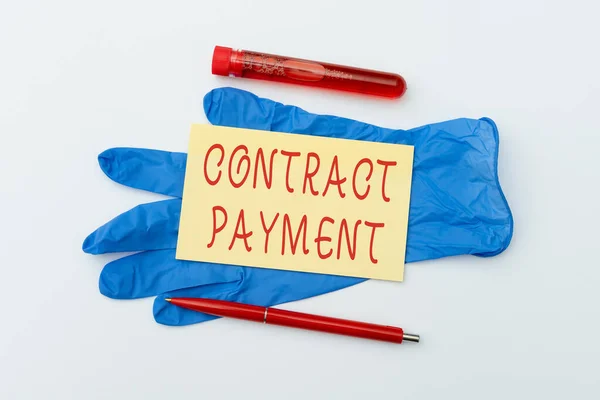 Sign displaying Contract Payment. Business approach payments made by payer to the payee as per agreement terms Sending Virus Awareness Message, Abstract Avoiding Viral Outbreak — Stock Photo, Image