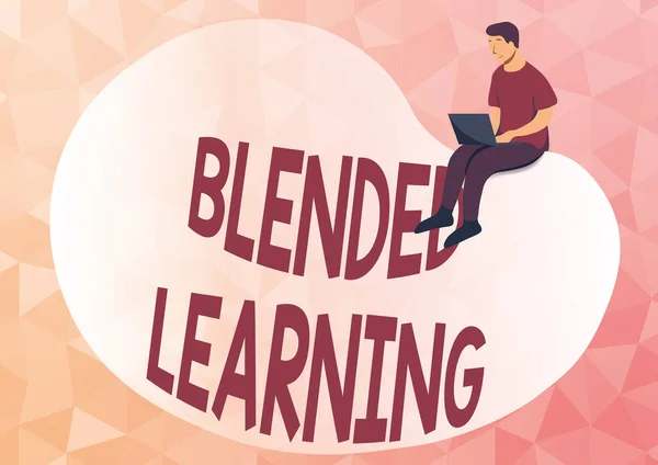 Tekst pisma Blended Learning. Pojęcie to łączy tradycyjne lekcje w klasie z nauczaniem online Abstract Spreading Message Online, Global Connectivity Concepts — Zdjęcie stockowe