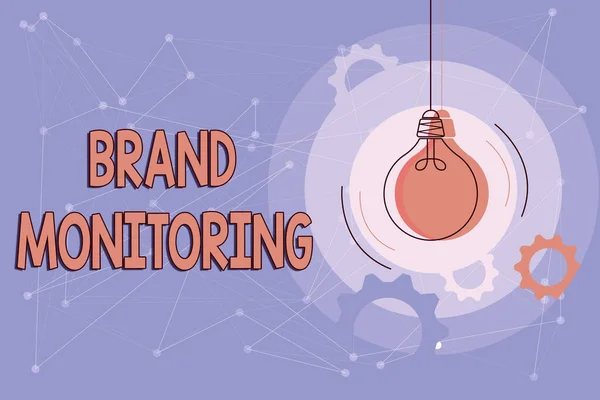 Inspiration mit Signalwirkung Brand Monitoring. Geschäftskonzeptionsprozess zur proaktiven Überwachung des Markenrufs Kritisches und logisches Denkkonzept, abstrakte, helle Ideen und Designs — Stockfoto