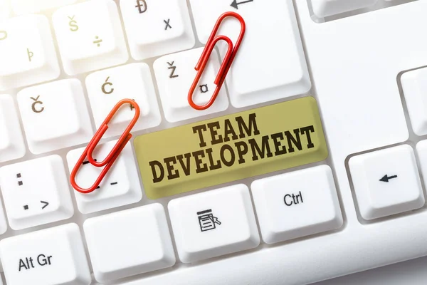 Sign displaying Team Development. Business overview the enhancement of the effectiveness of work groups Typist Creating Company Documents, Abstract Speed Typing Ideas — Stock Photo, Image