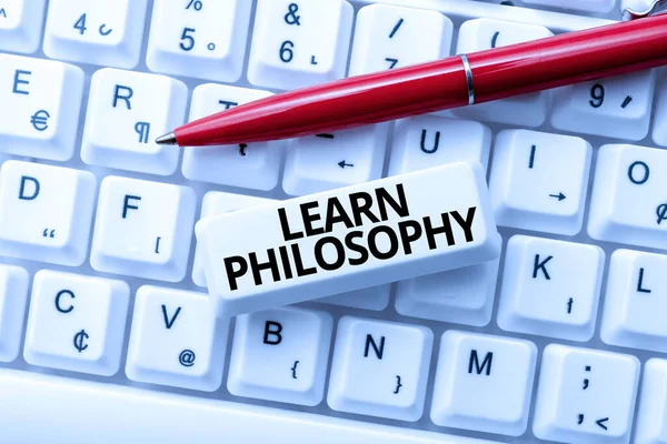 Inspiration showing sign Learn Philosophy. Business overview learn to develop sound methods of research and analysis Internet Browsing And Online Research Study Typing Your Ideas — Stock Photo, Image