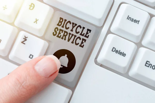 Conceptual caption Bicycle Service. Business showcase offering services like bicycle rent or and maintenance Abstract Typing Presentation Message, Retyping New Email Password — Stock Photo, Image