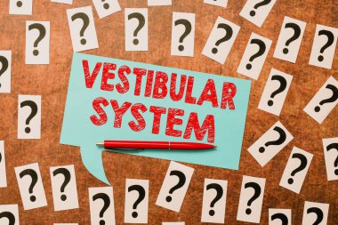 Inspiration showing sign Vestibular System. Business concept provides the leading contribution to the sense of balance Questioning Uncertain Thoughts, Discussing Unresolve Problems clipart