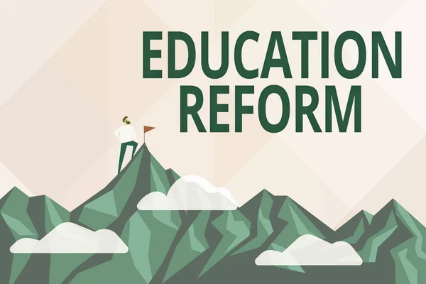 Underteckna utbildningsreformen. Affärsidé planerade förändringar i hur ett skolsystem fungerar Sammanfattning Nå och uppnå mål, resultat av hårt arbete Begrepp — Stockfoto