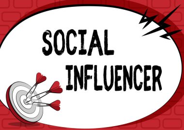 İlham verici Sosyal Etkilendirici 'yi gösteren metin. İş konsepti, diğerlerini orijinalliklerinden dolayı ikna eder ve Hedefi Vurma Konsepti, Amaçsız Duyurma Konusunda Sunum Mesajına ulaşır