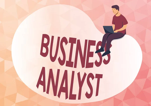 Εγγραφή εμφάνισης κειμένου Business Analyst. Business overview someone who analyzes a organization or business domain Αφηρημένη Διάδοση Μήνυμα Online, Παγκόσμια Συνδεσιμότητα Έννοιες — Φωτογραφία Αρχείου