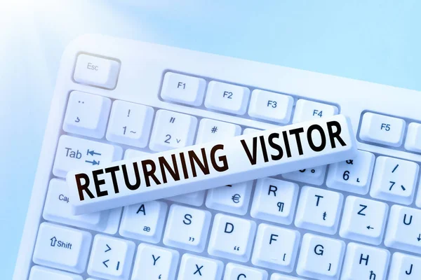 Концептуальный дисплей "Возвращение посетителя". Обзор бизнеса, когда кто-то возвращается на ваш веб-сайт несколько раз Интернет-просмотра и онлайн исследования набрав ваши идеи — стоковое фото