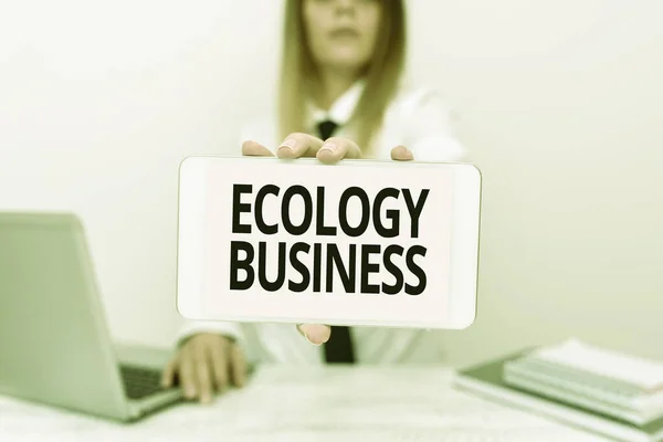 Inspiración mostrando signo Ecología Negocio. Idea de negocio ecología global y protección del medio ambiente Intern Starting A New Job Post, Student Presenting Report Studies — Foto de Stock