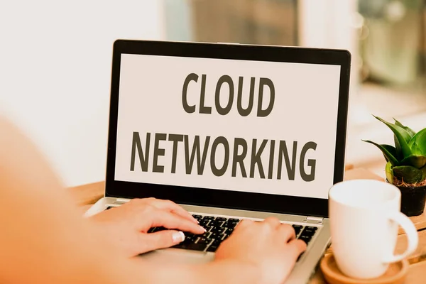 Konceptuell bildtext Cloud Networking. Begreppet inköp och utnyttjande av en eller flera nätverksresurser Online Jobs and Working Remotely Connecting People Together — Stockfoto