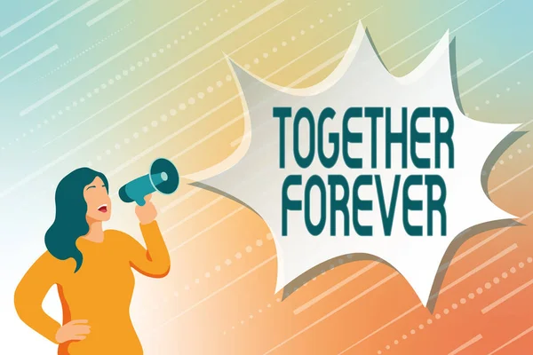 Inspiration showing sign Together Forever. Business concept showing who promise to love one another for eternity Modern Data Processing Methods, Typing And Editing Online Articles — Stock Photo, Image