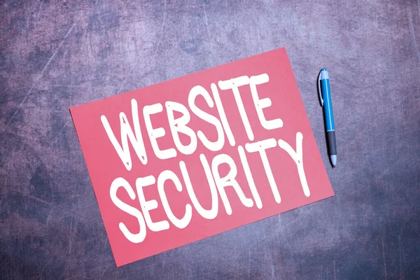 Ispirazione mostrando segno Sicurezza del sito web. Internet Concetto componente fondamentale per proteggere e proteggere i siti web Scrittura Note importanti Disegno Nuovo disegno Composizione Lettera Idee — Foto Stock