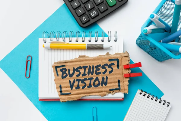 Tekst met inspiratie Business Vision. Bedrijfsidee beschrijving van wat een organisatie zou willen bereiken Berekening van kosten budgetteren Ideeën Math Solutions And Ideas — Stockfoto