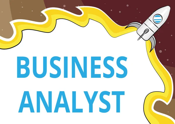 Έμπνευση δείχνει σημάδι Business Analyst. Internet Concept κάποιος που αναλύει έναν οργανισμό ή επιχειρηματικό τομέα πληκτρολογώντας κώδικες προγραμματισμού υπολογιστών, δημιουργώντας νέες ψηφιακές εφαρμογές — Φωτογραφία Αρχείου