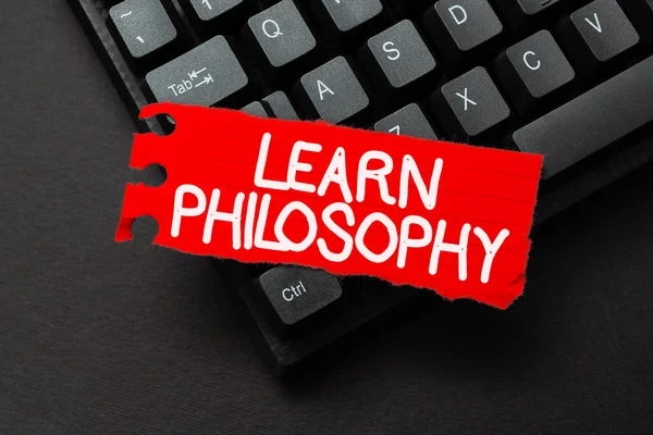 Writing displaying text Learn Philosophy. Business approach learn to develop sound methods of research and analysis Typing Employment Agreement Sample, Transcribing Online Talk Show Audio — Stock Photo, Image