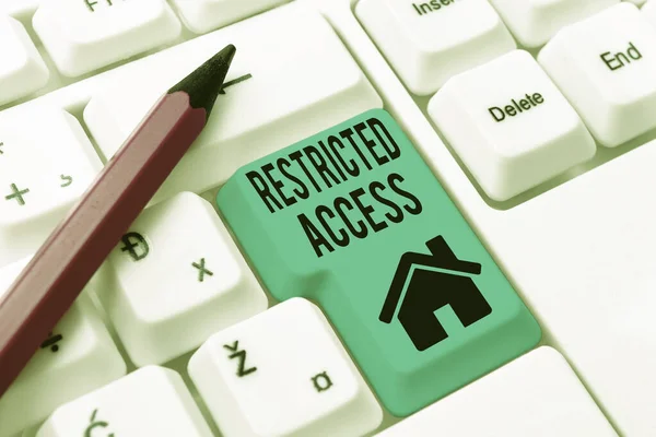 Handwriting text Restricted Access. Concept meaning A class of service in which users may be denied access Typing Certification Document Concept, Retyping Old Data Files — Stock Photo, Image