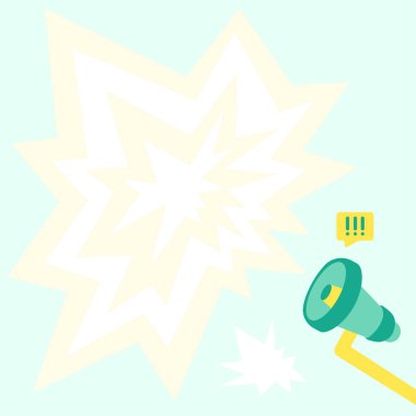 Büyük Kıvılcımlı Chat Bulutlu Megafon Çizimi Yüksek Sesli Duyurusu. Bullhorn Çizimi Büyük Işıltılı Mesaj Girdisi Reklamları Yapıyor Güçlü Yeni Tanıtım.