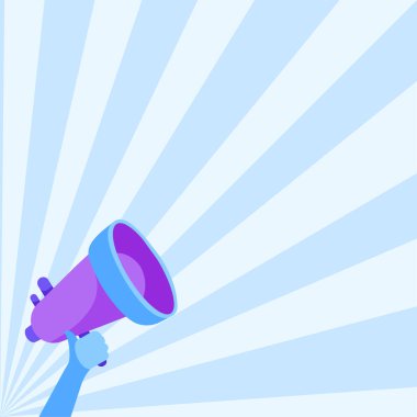 Sağ El Tutma Megafonu 'nun Yüksek Sesli Harika Duyurusu. El Çizimi Bir Megafon Kullanarak Güçlü Yeni Büyük Reklamlar Yapıyor.