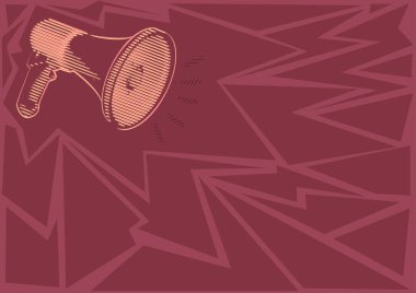 Gürültülü bir megafon hoparlörünün yeni duyurular yaptığı görüntüsü. Çizgi Çizen Megafon Yapımcılık Son Reklamlar. Yükseltici Çizimi Geç Yayın Gösterimi.