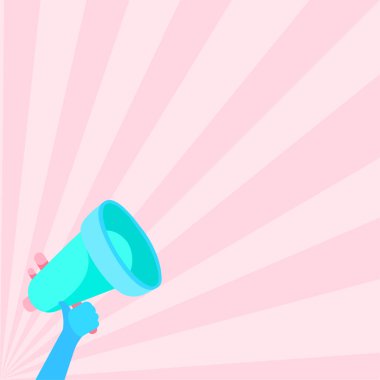 Sağ El Tutma Megafonu 'nun Yüksek Sesli Harika Duyurusu. El Çizimi Bir Megafon Kullanarak Güçlü Yeni Büyük Reklamlar Yapıyor.