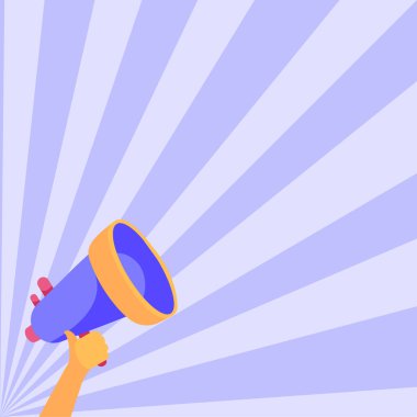 Sağ El Tutma Megafonu 'nun Yüksek Sesli Harika Duyurusu. El Çizimi Bir Megafon Kullanarak Güçlü Yeni Büyük Reklamlar Yapıyor.