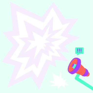 Büyük Kıvılcımlı Chat Bulutlu Megafon Çizimi Yüksek Sesli Duyurusu. Bullhorn Çizimi Büyük Işıltılı Mesaj Girdisi Reklamları Yapıyor Güçlü Yeni Tanıtım.