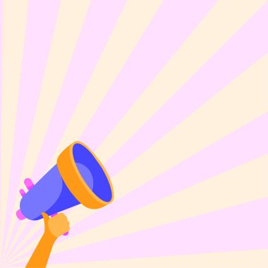 Sağ El Tutma Megafonu 'nun Yüksek Sesli Harika Duyurusu. El Çizimi Bir Megafon Kullanarak Güçlü Yeni Büyük Reklamlar Yapıyor.