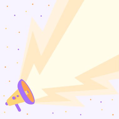 Büyük Yıldırım Elektriği Üreten Megafon Çizimi Yenileme Yapıyor. Bullhorn Çizimi Büyük Gök Gürültüsü İnflusi Yeni Reklam Yapıyor.