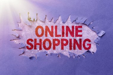 İnternetten ilham aldığını gösteren bir metin. İnternet Konsepti tüketicileri, İnternet üzerinden doğrudan bir satıcıdan ürünler satın alıyor. Yeni Yazı Konseptleri Düşünüyor, Yazarları Engelliyor