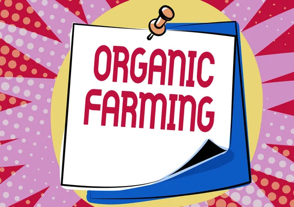 Organic Farming 이란 제목의 글을 쓴다. 생태계에 기반을 둔 해충 방제 Colorful Message Presentation Ideas, Sticky Notes Message recision — 스톡 사진