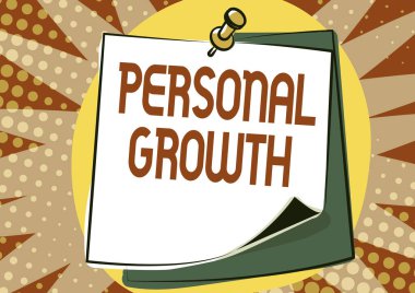 Kavramsal gösterim Kişisel Büyüme. Renkli İleti Sunum Fikirleri, Yapışkan Notlar Mesaj Hatırlatıcısı 'nı anlama ve geliştirme süreci devam ediyor