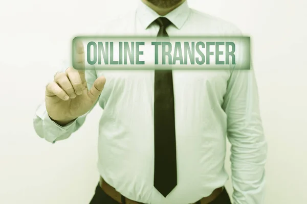 Ручная надпись Online Transfer. Бизнес-концепция разрешает перевод средств посредством электронного перевода, представляя новые планы и идеи, демонстрирующие процесс планирования — стоковое фото