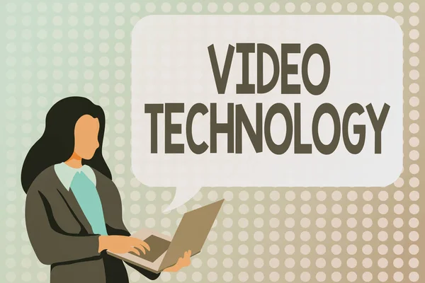Visualizzazione concettuale Tecnologia Video. Business concept registrazione e riproduzione di immagini in movimento e suono Studiare Linguaggi di programmazione, codifica e sviluppo di nuovi videogiochi — Foto Stock