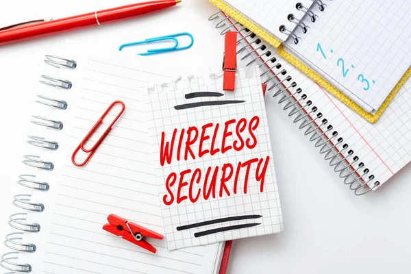 Text caption presenting Wireless Security. Business showcase prevention of unauthorized access or damage to computers Colorful Perpective Positive Thinking Creative Ideas And Inspirations — Stock Photo, Image
