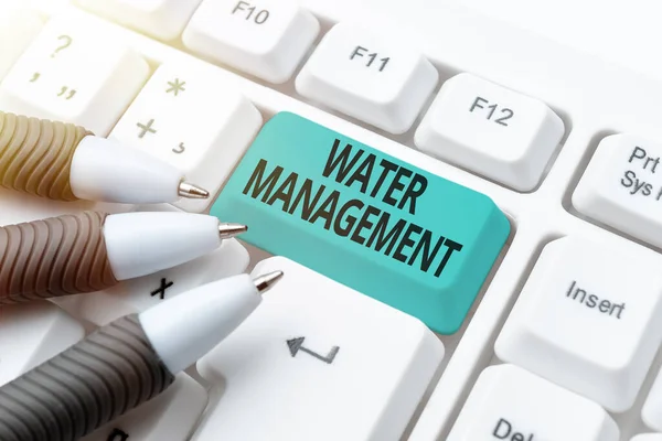 Begriffliche Beschriftung Wassermanagement. Internet-Konzept optimale Nutzung der Wasserressourcen unter definierten Wasserrichtlinien Typisierung Zertifizierungsdokumentkonzept, Rückgabe alter Dateien — Stockfoto