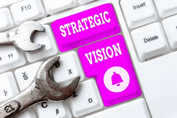 Conceptual display Strategic Vision. Word for clarifies the direction the organisation needs to move Typing And Publishing Descriptions Online, Writing Informative Data — Stock Photo, Image