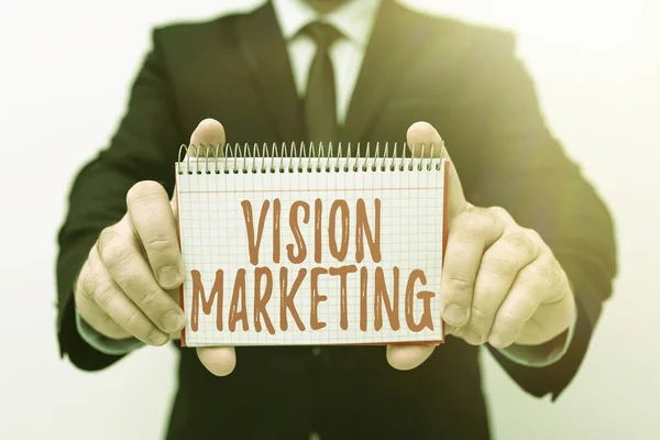 Ispirazione mostrando segno Vision Marketing. Parola Scritto su come intendono cambiare e migliorare in futuro Presentare nuovi piani e idee Dimostrare il processo di pianificazione — Foto Stock