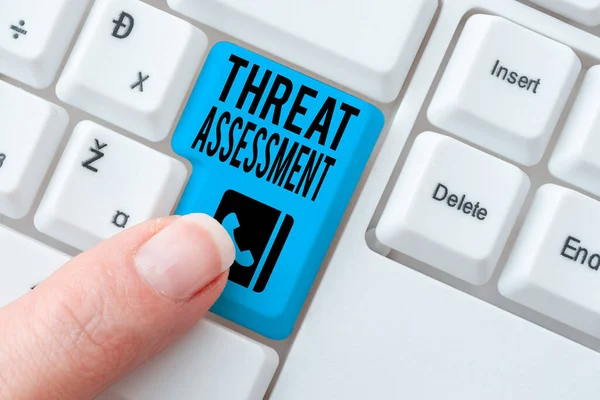 Conceptual display Threat Assessment. Business showcase determining the seriousness of a potential threat Typing Certification Document Concept, Retyping Old Data Files