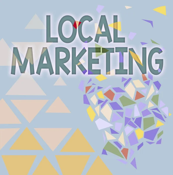 Writing displaying text Local Marketing. Business idea targets customers by finely grained location such as a city Colorful Wallpaper Image, Shatter Effect Design, Geometric Pattern Designs — Stock Photo, Image