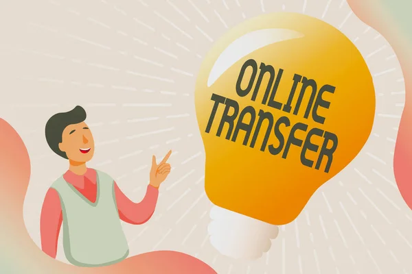 Conceptual caption Online Transfer. Pendekatan bisnis memberikan wewenang transfer dana melalui transfer dana elektronik Mengumpulkan Dokumen Pendidikan Online, Mengajukan Pertanyaan Survei — Stok Foto