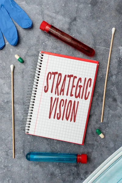 Writing displaying text Strategic Vision. Concept meaning clarifies the direction the organisation needs to move Writing Prescription Medicine Laboratory Testing And Analyzing Ifections — Stock Photo, Image