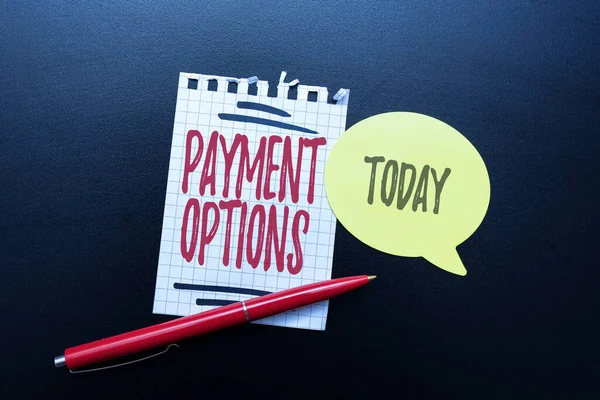 Hand writing sign Payment Options. Business approach ways that a customers can pay for the goods and services Thinking New Bright Ideas Renewing Creativity And Inspiration — Stock Photo, Image