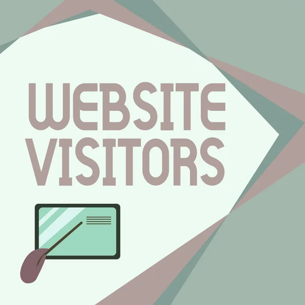 Handwriting text Website Visitors. Business overview someone who visits views or goes to your website or page Card Drawing With Hand Pointing Stick At Small Details. — Stock Photo, Image